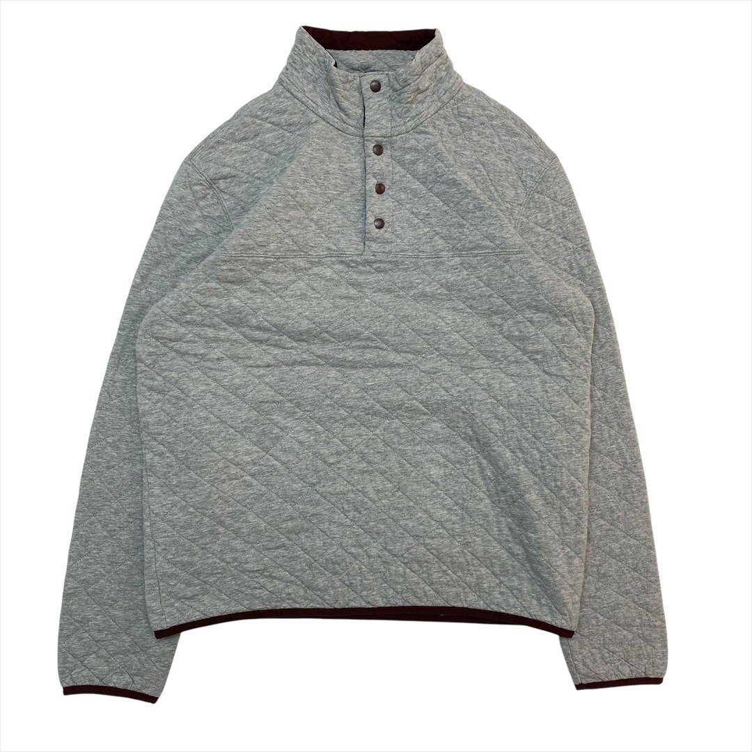 MERONA ヘンリーネック キルティング スウェット シャツ トレーナー グレー 古着 メンズ M ハイネック プルオーバー拍卖