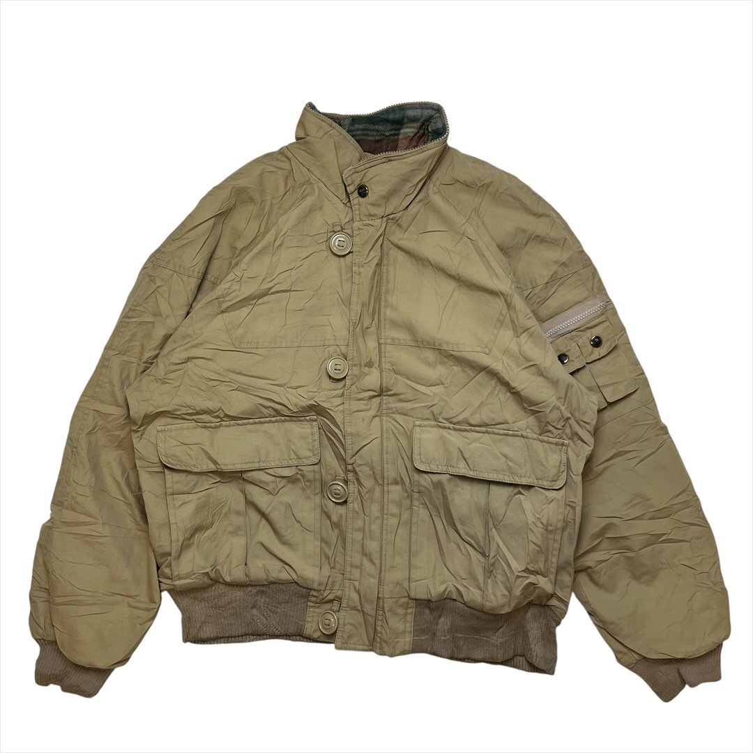 BJ Barrett ミリタリー ジャケット ベージュ 古着 メンズ XL 裏地 チェックVintage ヴィンテージ ビンテージ拍卖