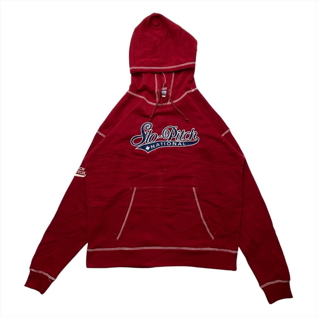 SPN SLO PITCH NATIONAL MOLSON 裏起毛 スウェット パーカー レッド 古着 メンズ XL スエット プルオーバー クリーニング済み拍卖