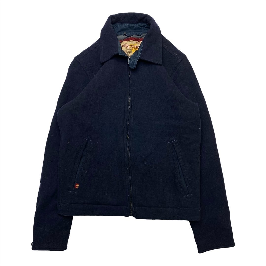 90-00s アバクロンビー フィッチ ウール ブレンド ジップ ジャケット ネイビー Abercrombie & Fitch 古着 メンズ M クリーニング済み拍卖