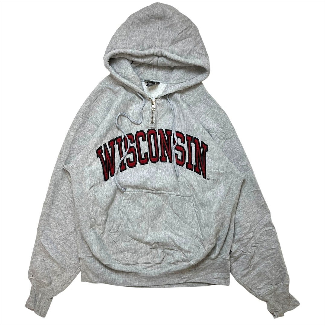 STEVE&BARRY'S WISCONSIN ウィスコンシン大学 カレッジ スウェット パーカー グレー 古着 メンズ XS リバースウィーブタイプ拍卖