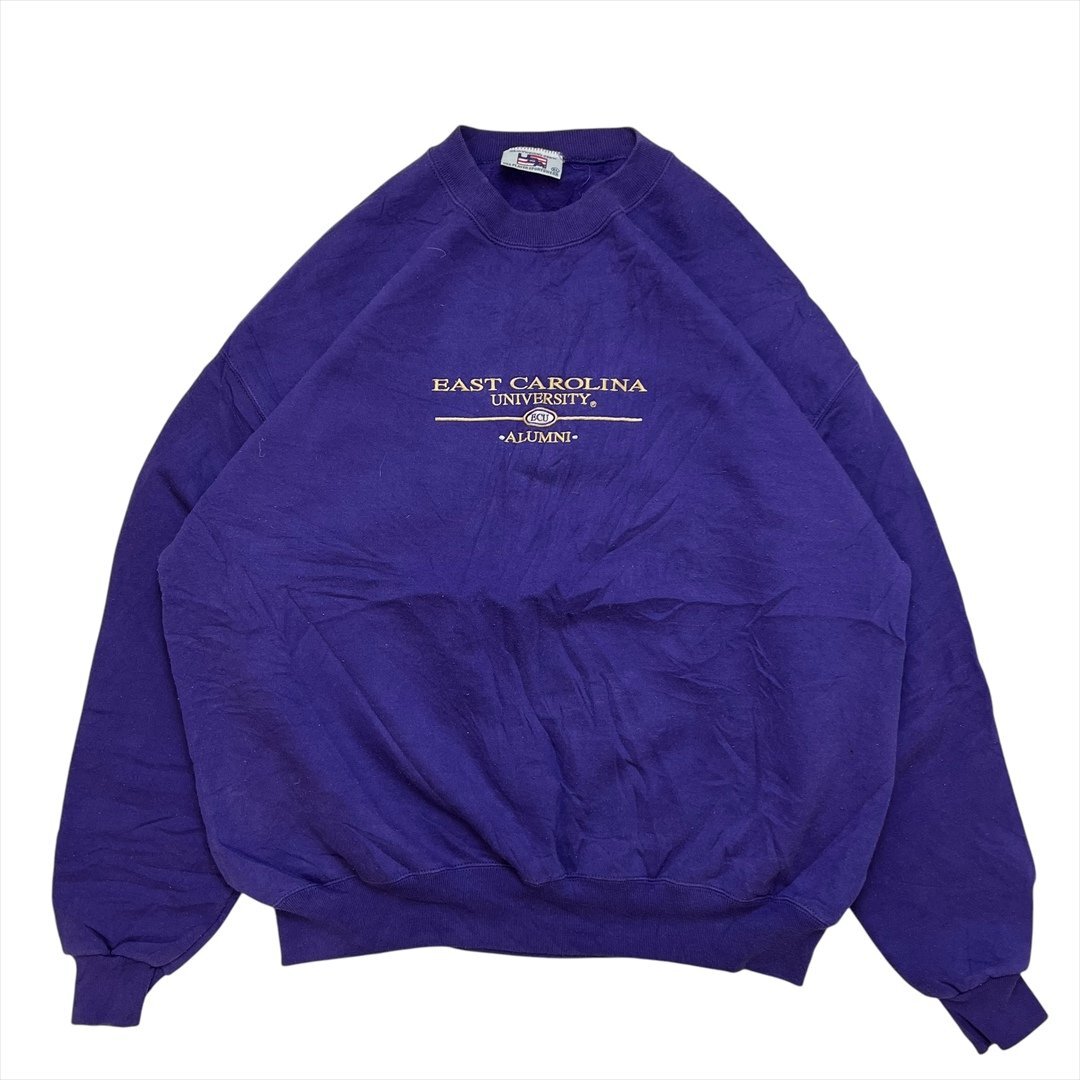 EAST CAROLINA イーストカロライナ 大学 裏起毛 カレッジ ロゴ スウェット シャツ トレーナー パープル 古着 メンズ XL プルオーバー拍卖