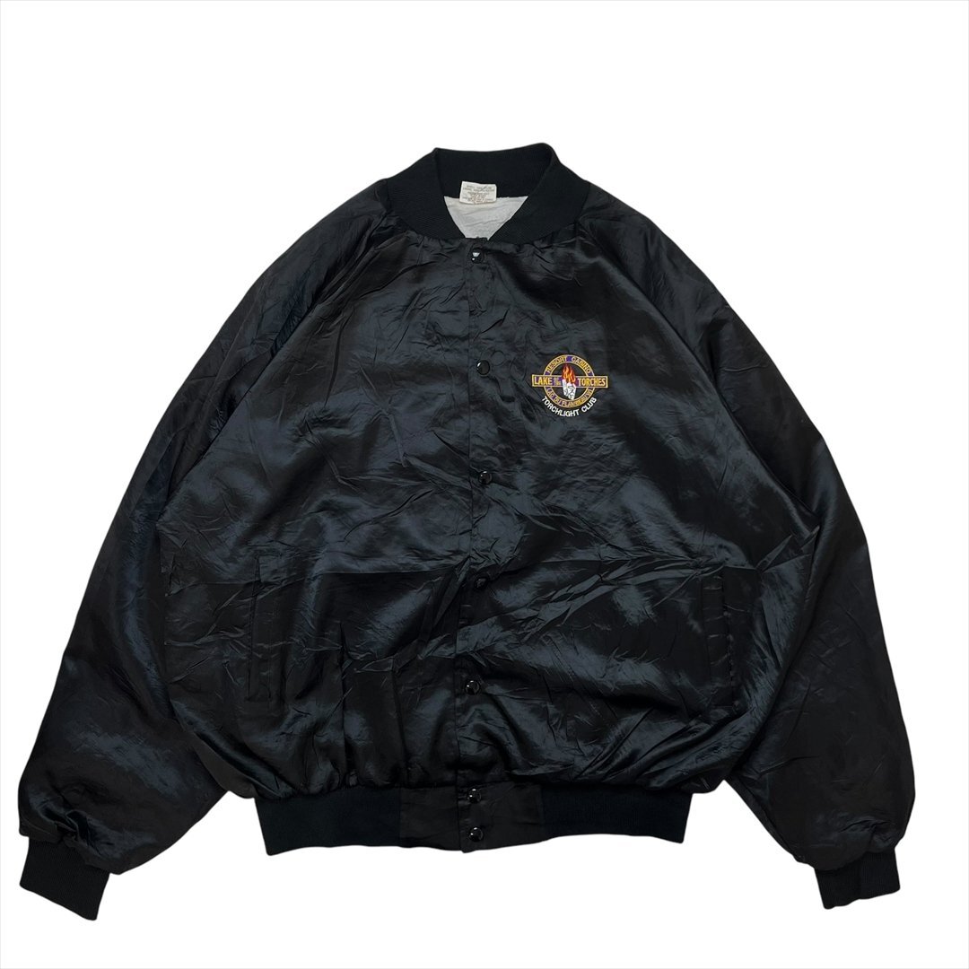 90s AUBURN SPORTS WEAR オールド ナイロン ジャケット ブラック 古着 メンズ XXL USA製 スタジャン Vintage ヴィンテージ ビンテージ拍卖