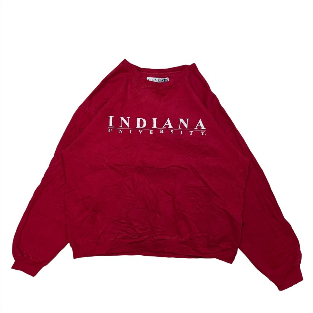 90s GEAR INDIANA カレッジ ロゴ 裏起毛 スウェット シャツ トレーナー レッド 古着 メンズ M Vintage ヴィンテージ ビンテージ拍卖