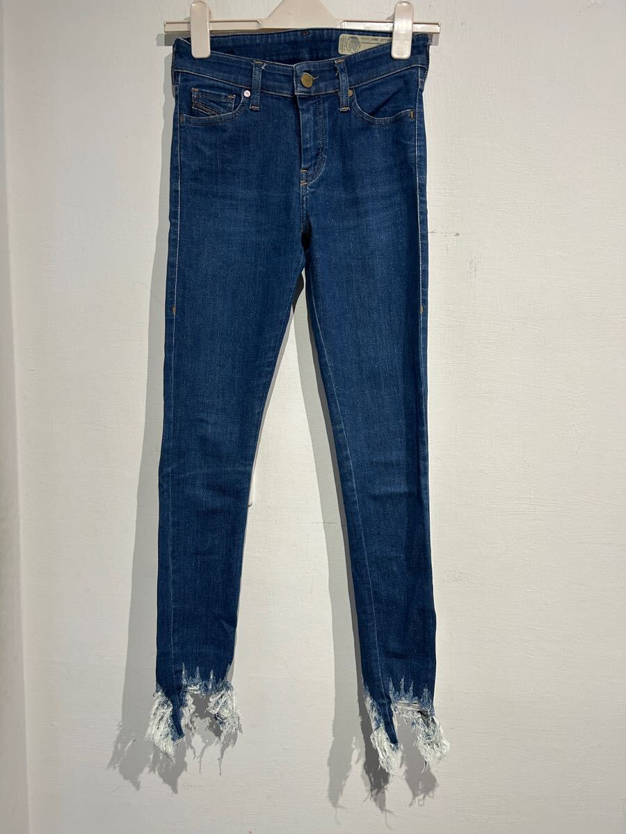 DIESEL スキニーデニム SLANDY 裾ダメージフリンジ 26 レディース 美品拍卖