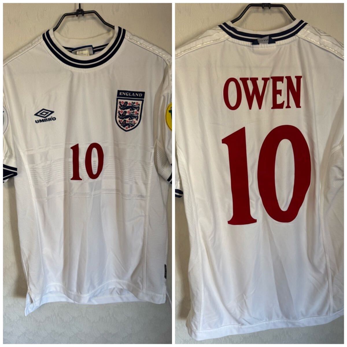 イングランド代表 2000年 ユニホーム オーウェン パッチ付き アンブロ Lサイズ拍卖