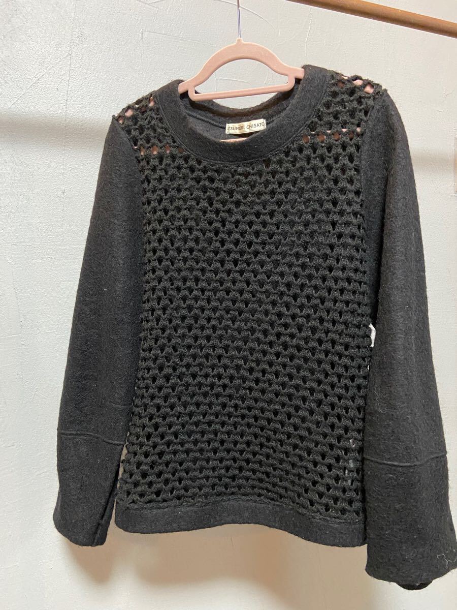 ツモリチサト TSUMORI CHISATO ニット セーター ウール 長袖 ブラック 黒 2拍卖
