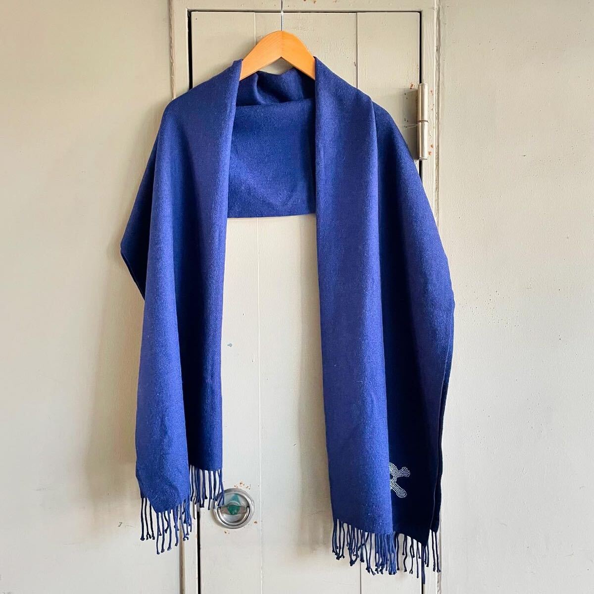 SHOKAY ショーケイ マフラー ストール ヤクウール バンブー ネイビー ドクロ 美品拍卖