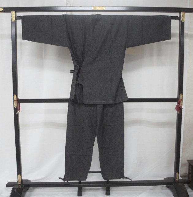 セール 0006-M 男性用 薄デニム地作務衣 黒(レターパック不可)拍卖