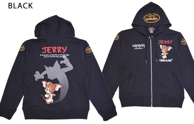 vanson×TOM&JERRY WARNER BROS.100周年記念モデル 裏毛シップパーカー◆vanson ブラックMサイズ TJV-2504 バンソン トムとジェリー拍卖