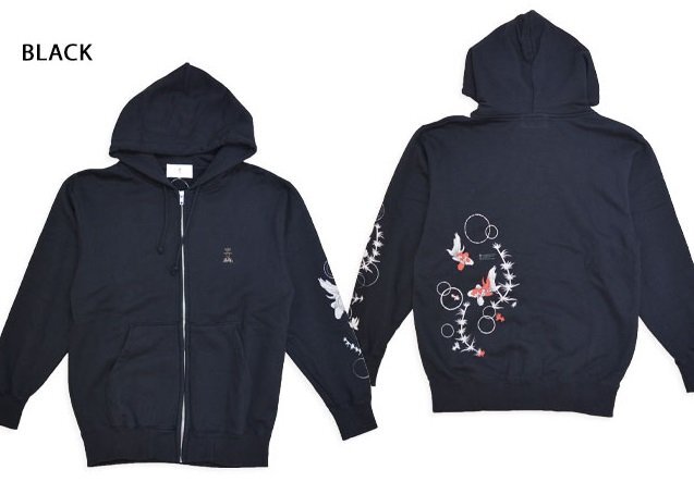 金魚ジップパーカー◆喜人 ブラックMサイズ KJ-42307 和柄 和風 スウェット きんとと きじん拍卖