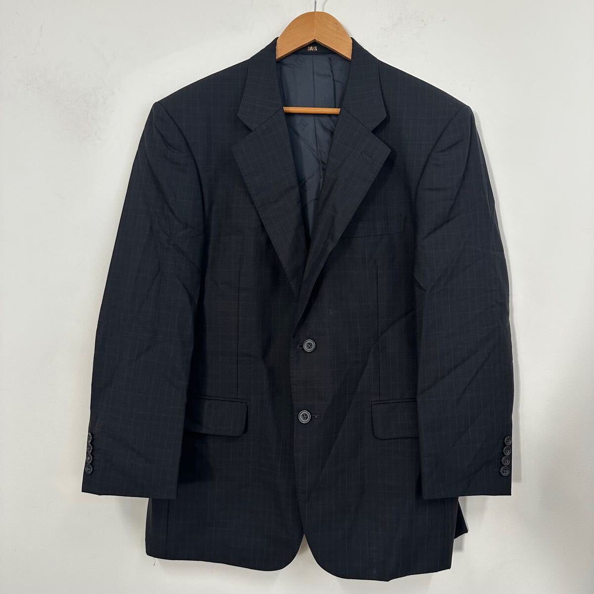 DAKS ダックス シングルジャケット ストライプ柄 ネイビー系 メンズ サイズAB6 背抜き サイドベンツ ジャケット a678拍卖