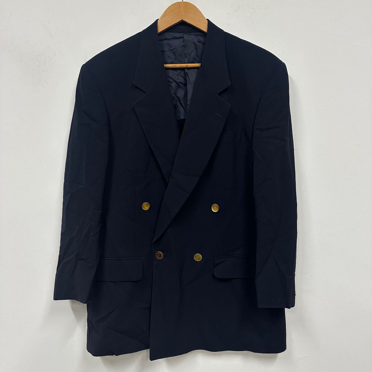 LANVIN PARIS ランバン ダブルジャケット ネイビー メンズ サイズR48-45 背抜き ノーベント テーラード ウールジャケット a685拍卖