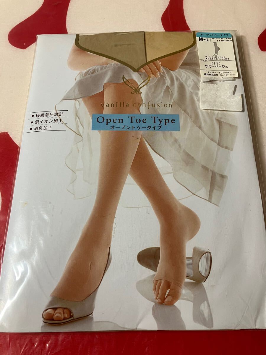 vanilla confusion オープントゥータイプ サワーベージュ かかと付き マチ付き パンティストッキング パンスト panty stocking open toe拍卖
