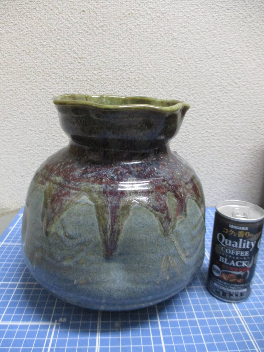 唐津焼 土物茶陶「三代金作」金作窯 花瓶 しおり付き A 検 アンティーク、コレクション 工芸品 陶芸 日本の陶磁 花器 壺拍卖
