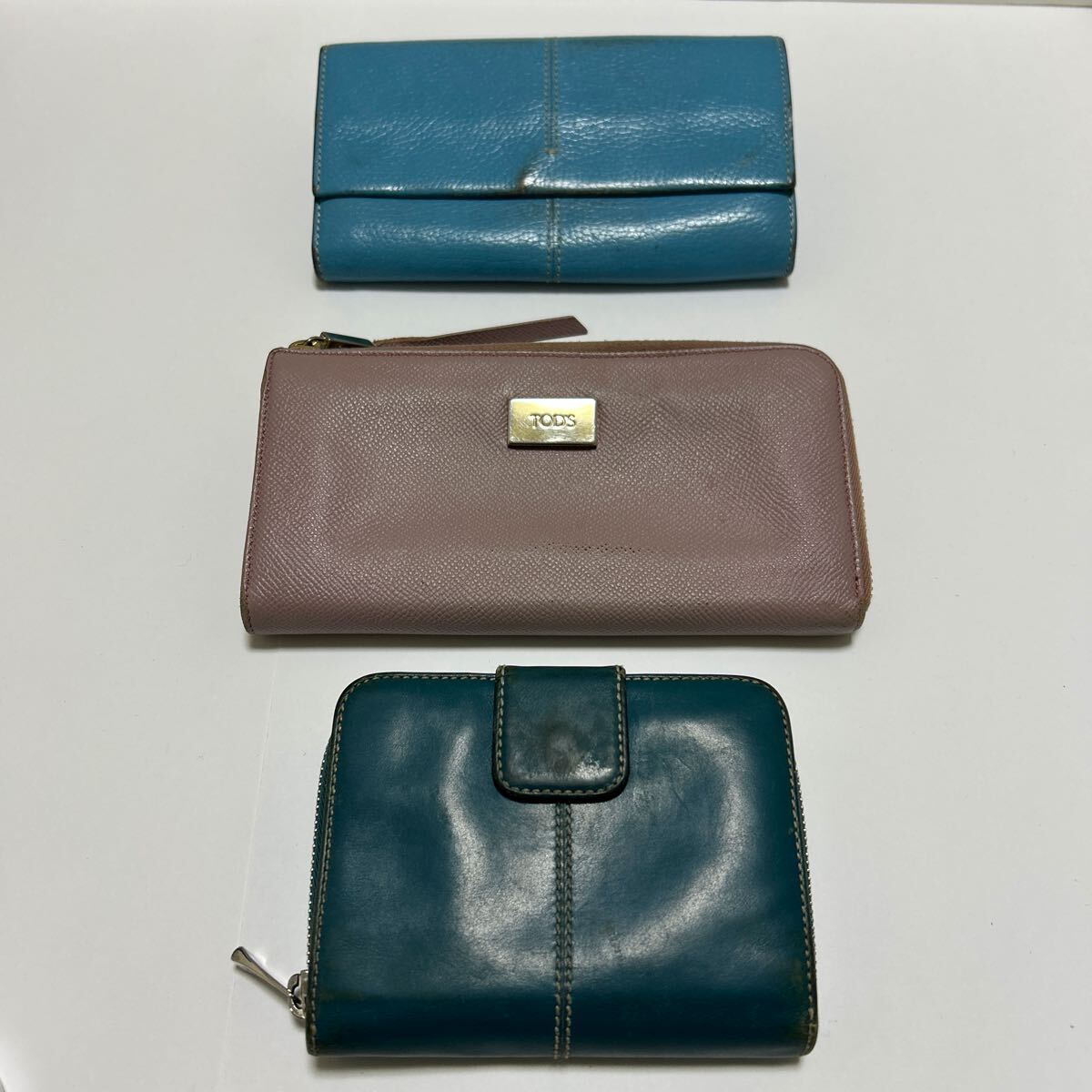 ★TOD'S トッズ 財布 3点セット★ ラウンドジップ 折り財布 × L字ファスナー 長財布 × かぶせ 長財布 本革 【送料無料】0115拍卖