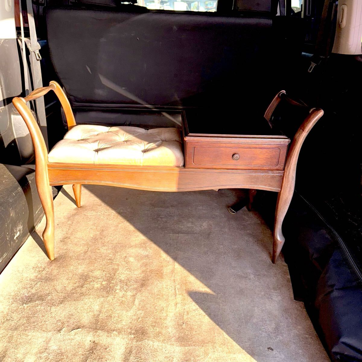 ビンテージ オールドマルニ クラシック テレフォンチェア ベンチェア 長椅子 TEL台 電話台 ランプテーブル サイドテーブル アンティーク拍卖