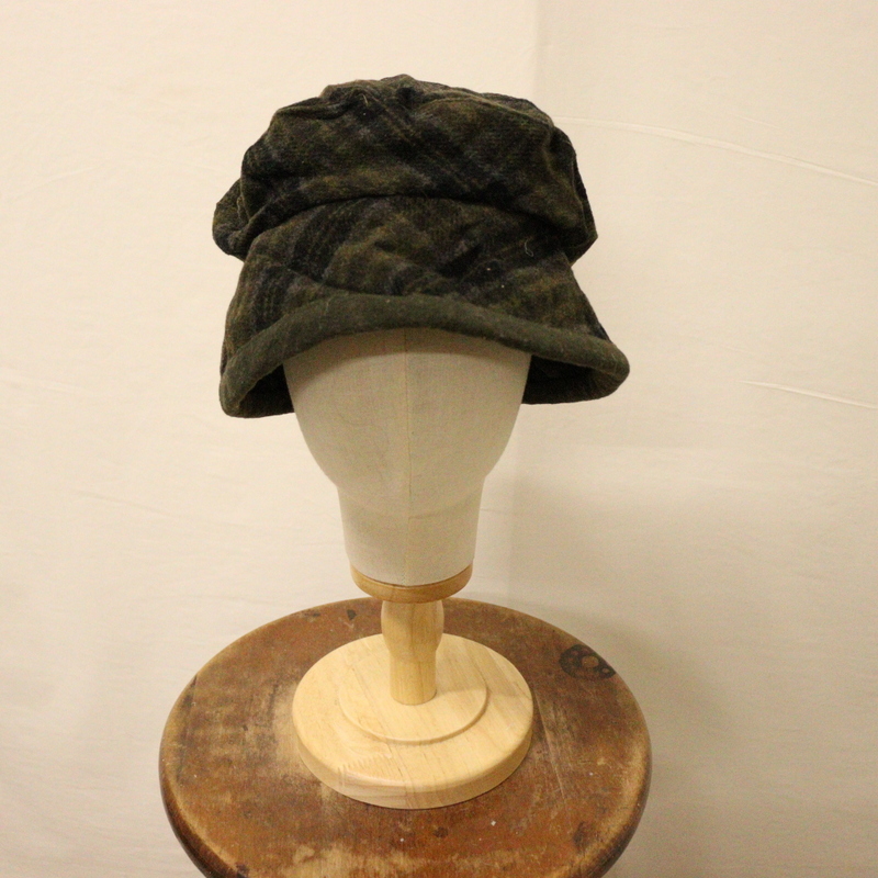 CAP182 80sビンテージ CHAPEAUXCLASSIQUES バケットハット■1980年代製 グリーン チェック ウール hat ハット 帽子 古着卸 激安 アメカジ拍卖
