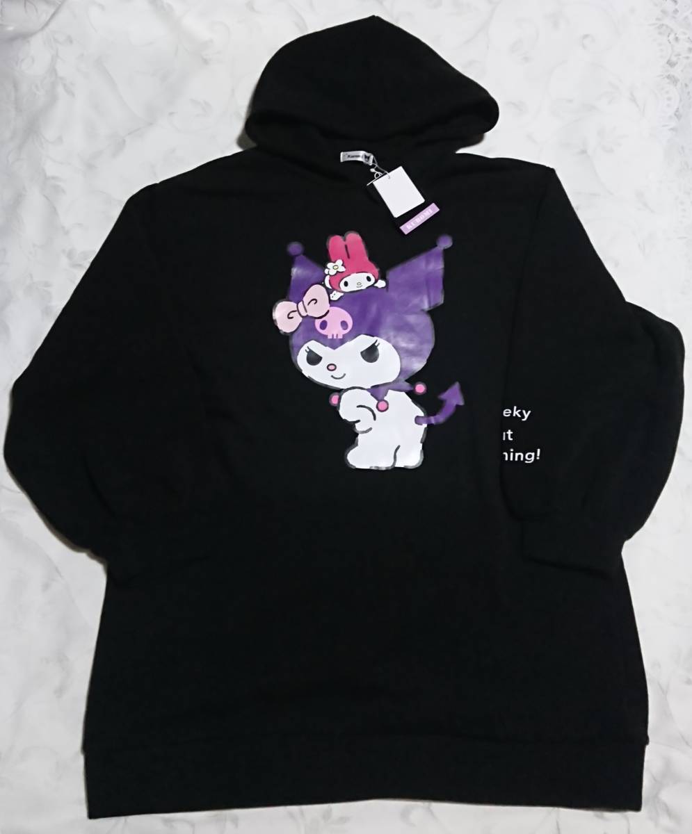 送料込み サンリオ クロミ レディース 裏起毛 チュニックプル パーカー 黒 4L 新品未使用拍卖