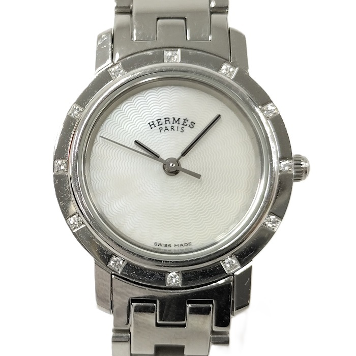 HERMES クリッパー ナクレ レディース 腕時計 SS クオーツ シルバー文字盤 CL4.230拍卖