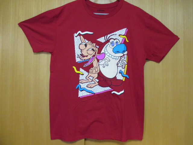 即決★USA NICKELODEON ニコロデオン Ren and Stimpy レン アンド スティンピー キャラクターTシャツ/サイズ L拍卖