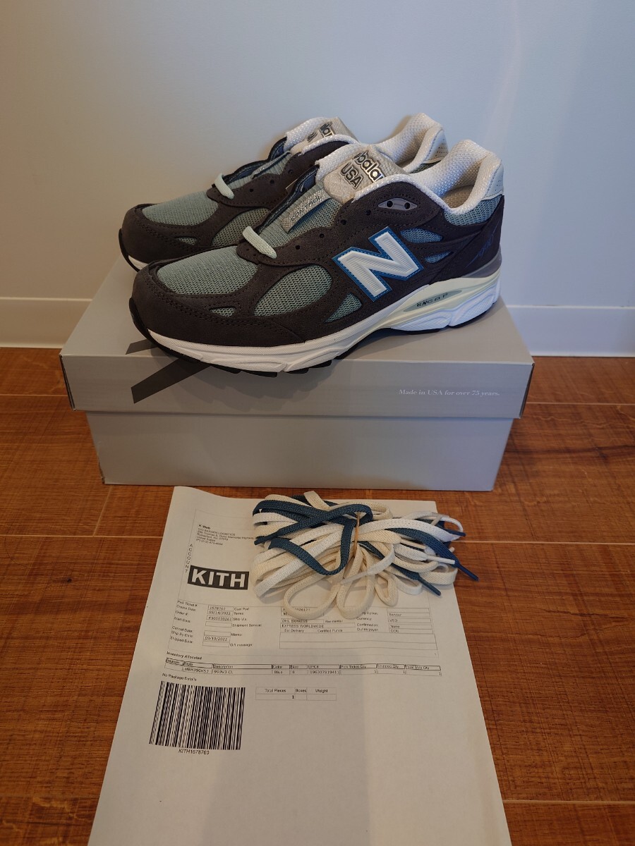 新品未使用 KITHオンライン抽選当選 KITH × New Balance 990V3 Steel Blue拍卖