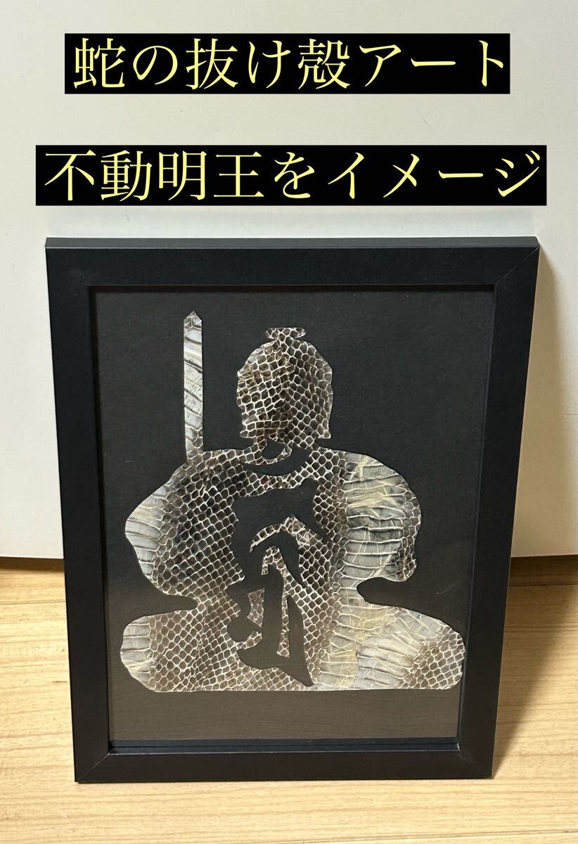 蛇の抜け殻アート 不動明王 蛇の抜け殻 開運 魔除け 金運 家内安全 魔除け拍卖