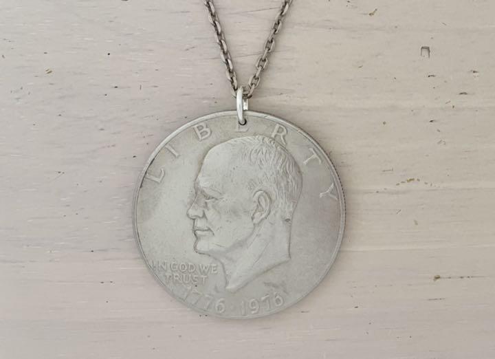 本物アメリカ アイゼンハワー大統領 1ドル硬貨(1776-1996年) コインペンダントトップ 直径約3.8cm 送料140円拍卖