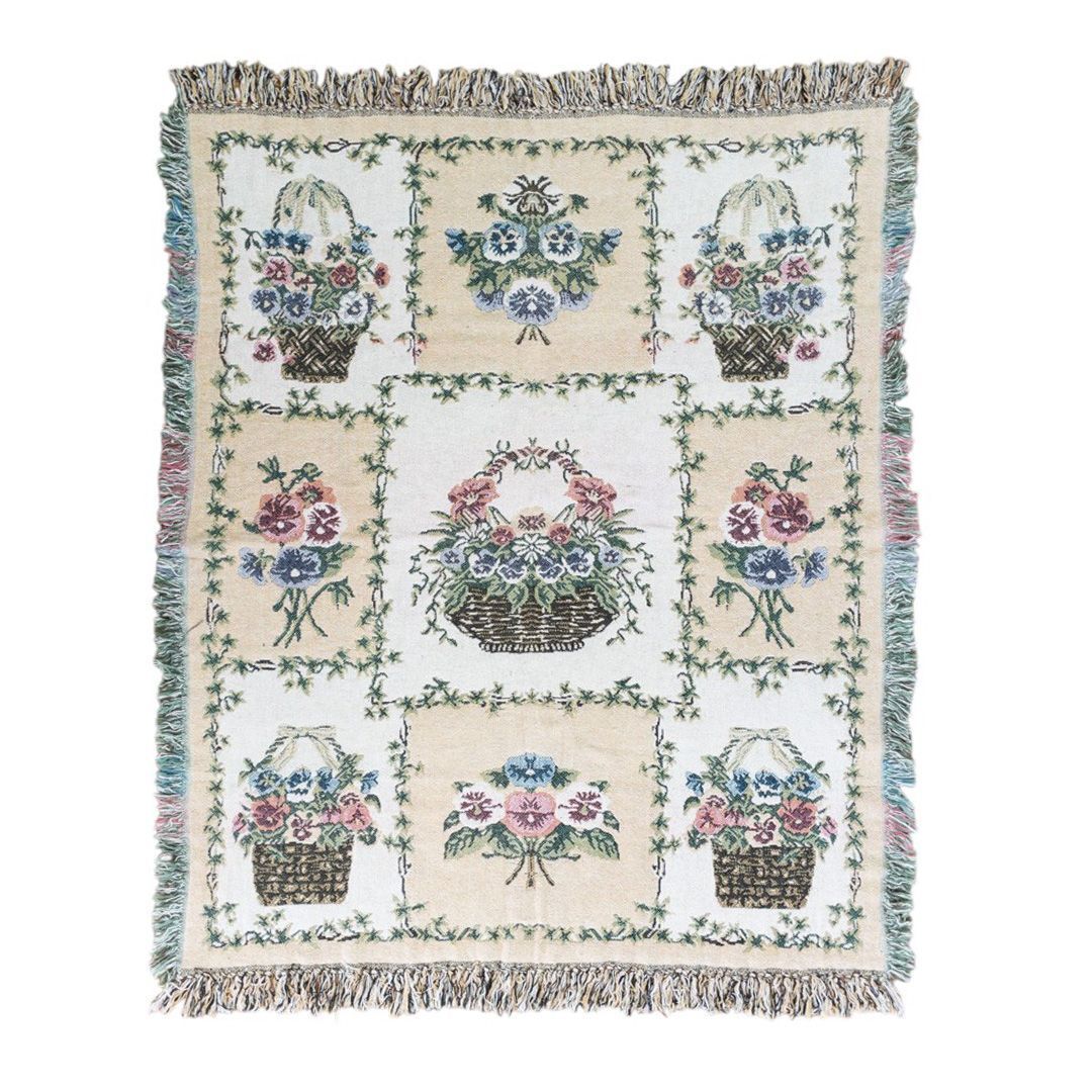 vintageラグ カーペット フラワー バスケット 880拍卖