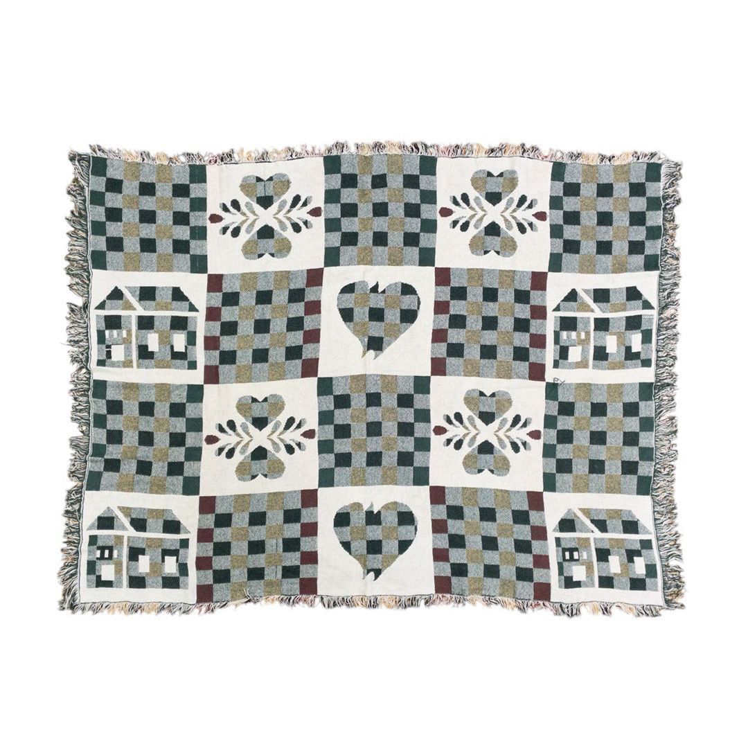 vintageラグ カーペット ハート チェック 846拍卖