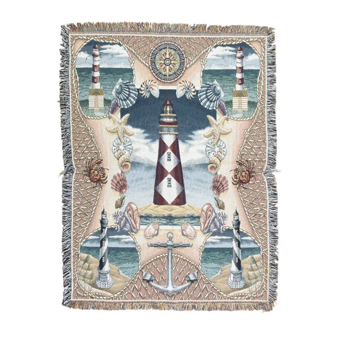 vintageラグ カーペット 灯台 貝殻 987拍卖