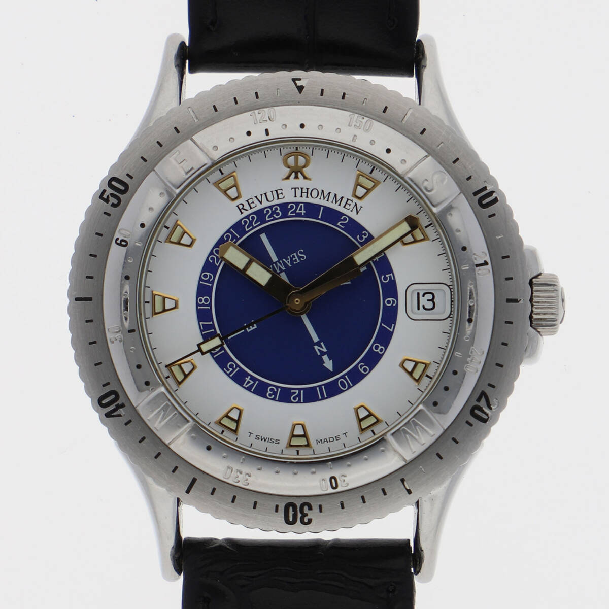 REVUETHOMMEN レビュートーメン シーマーク ホワイト/ブルー ホワイト/ブルーダイヤル SS/レザー クオーツ メンズ【126263】拍卖