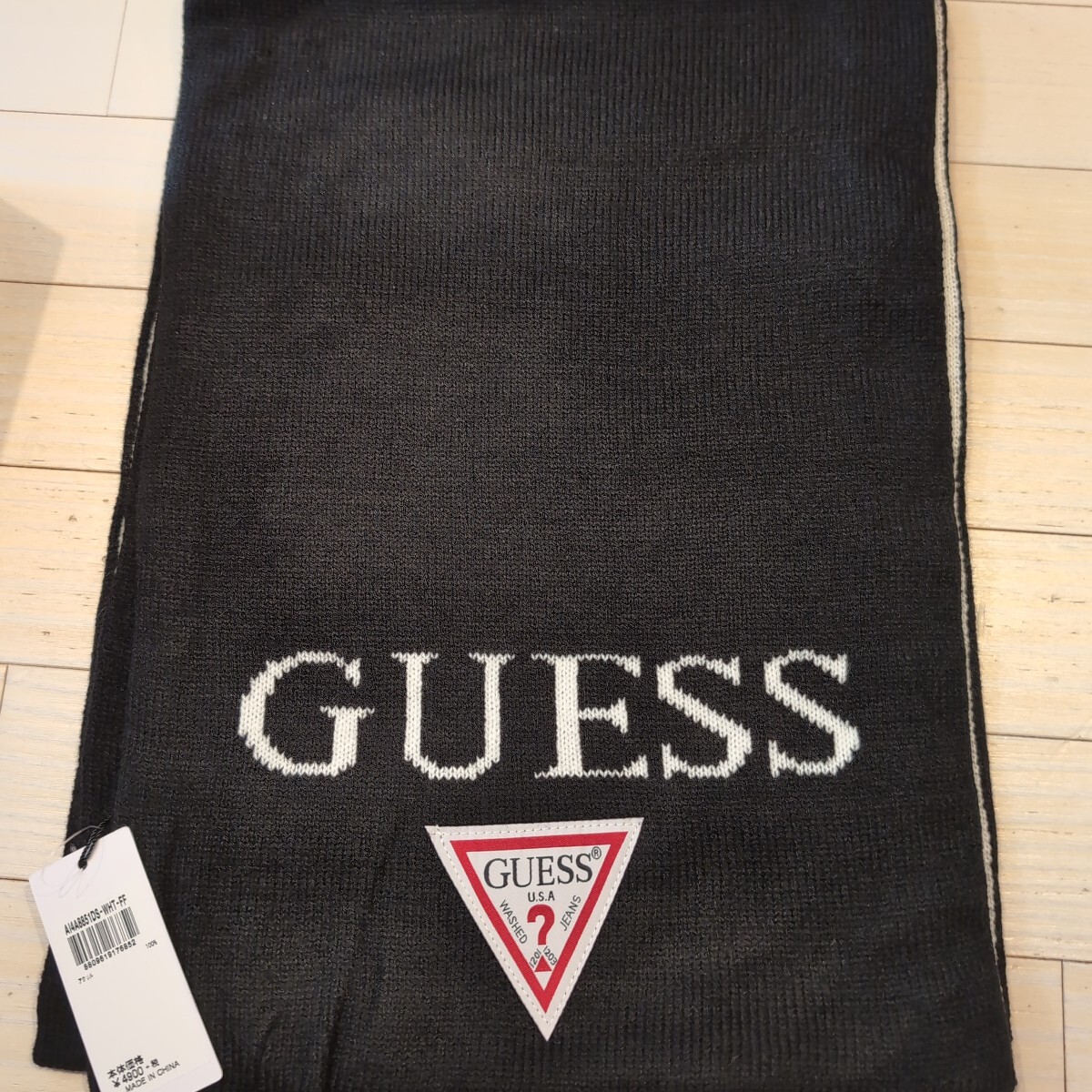 GUESS ゲス★マフラー ブラック 新品タグ付き拍卖