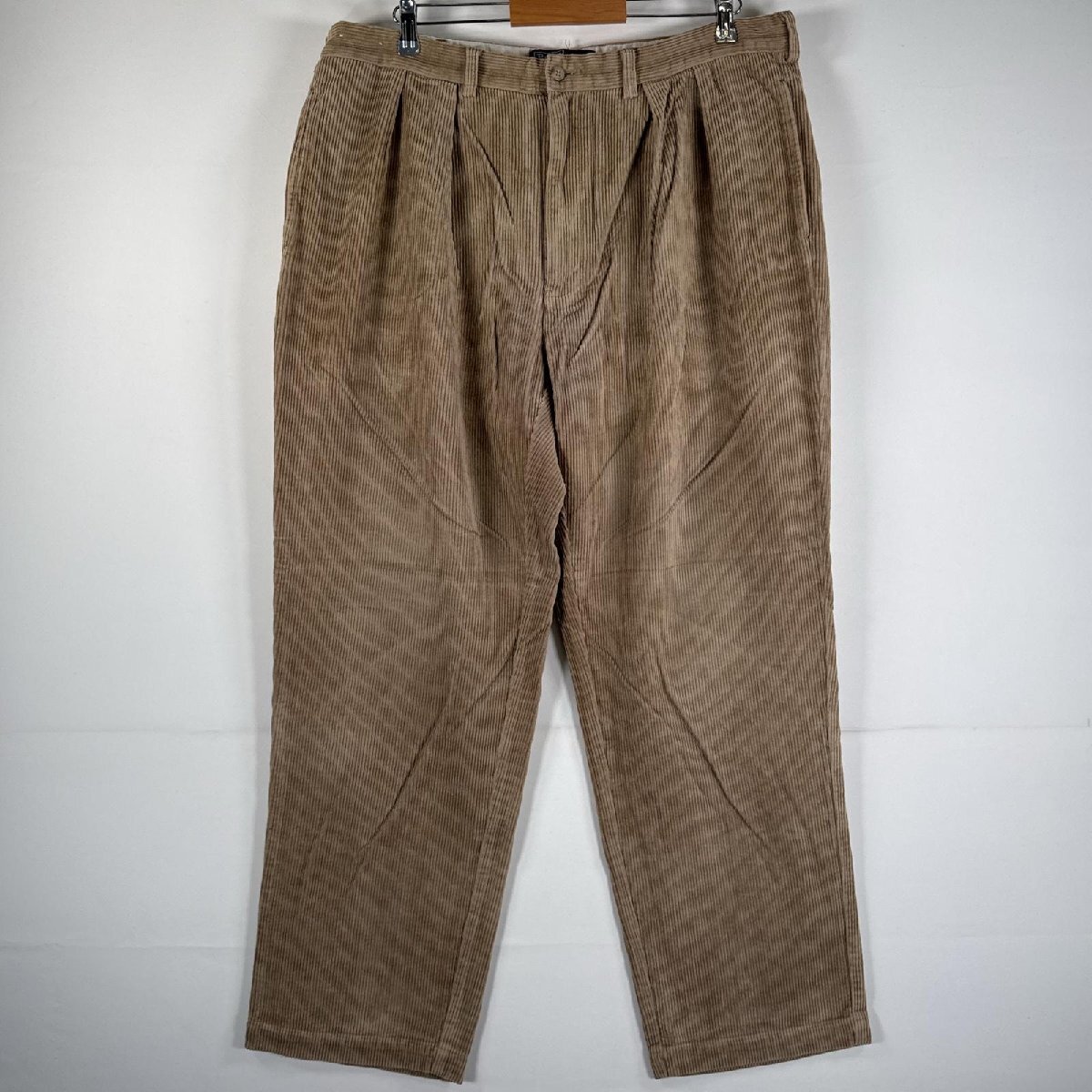 古着 ラルフローレン Polo by Ralph Lauren コーデュロイパンツ ポロコーズ テーパード ツータック 太畝 大きいサイズ w40 L32 ベージュ拍卖