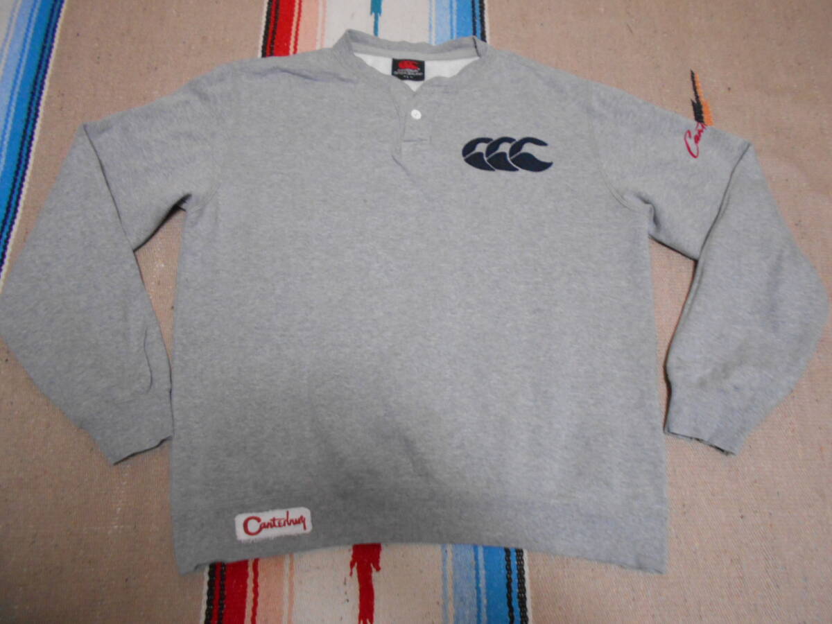 CANTERBURY RUGBY HENRY NECK SWEATSカンタベリー コットン100% スウェット ヘンリーネック ラガーシャツ ラグジャ ラグビー フットボール拍卖