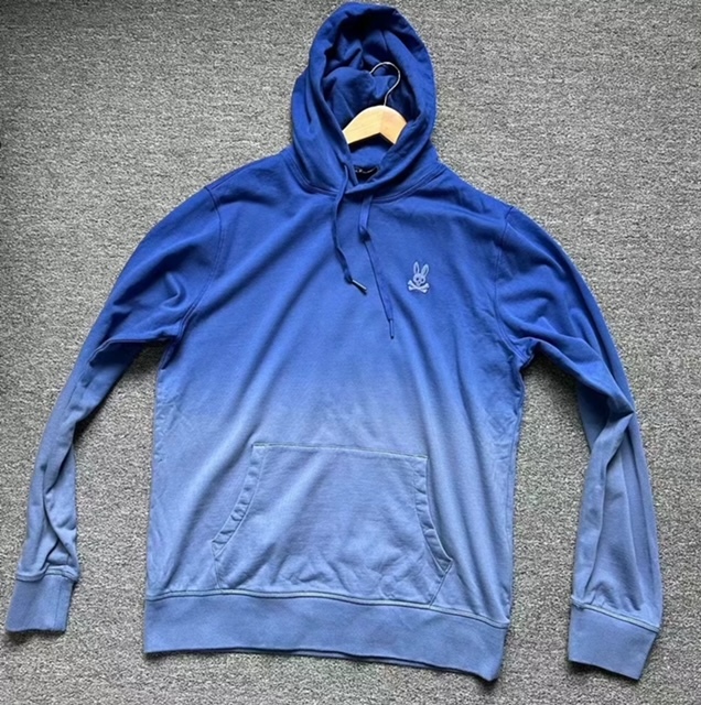 ★未使用★Psycho Bunny サイコバニー スカルバニーロゴワッペン 通年 カンガールポケット プルオーバーパーカー Mサイズ ロイヤルブルー系拍卖