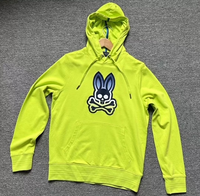 ★未使用★Psycho Bunny サイコバニー でかいスカルバニーロゴワッペン 通年 カンガールポケット プルオーバーパーカー Lサイズ 草緑拍卖