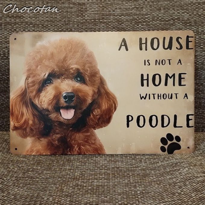 【送料無料】プードル ⑲ HOME サインプレート メタル看板 【新品】拍卖