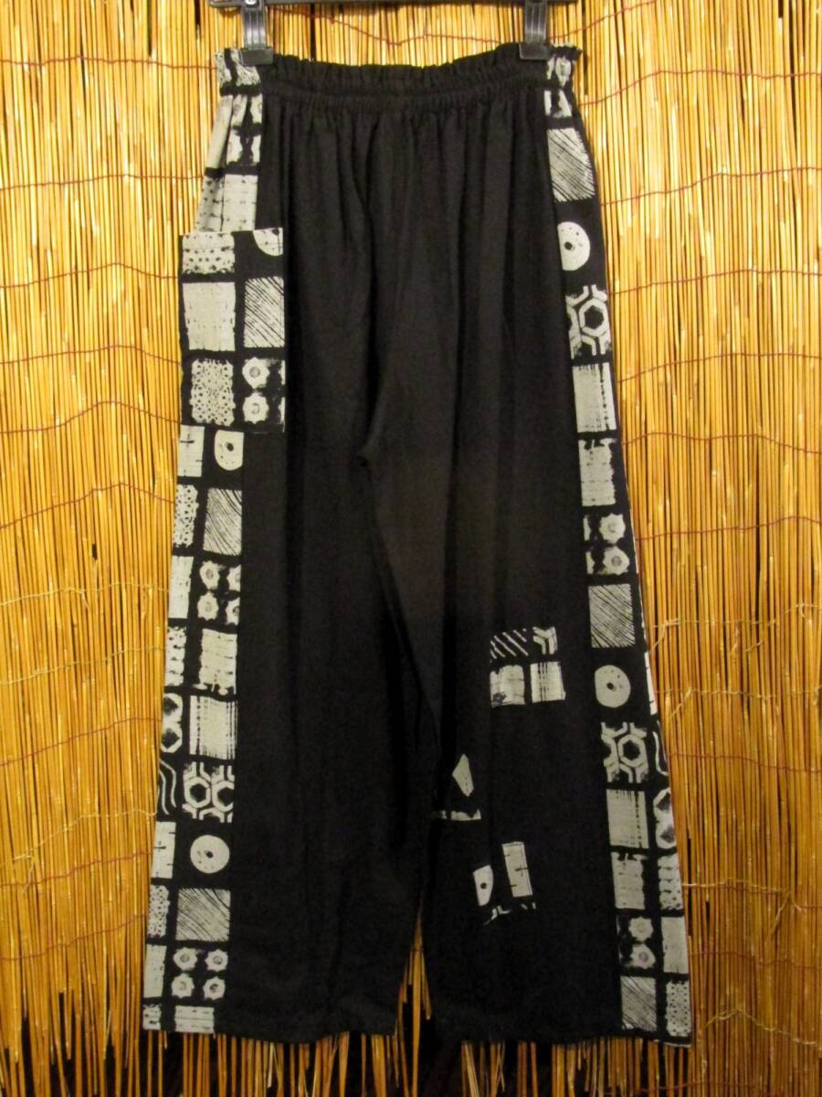 ⑦新品*男女兼用*コットン素材*黒色ベース*サイド切り替え*ロングパンツ拍卖