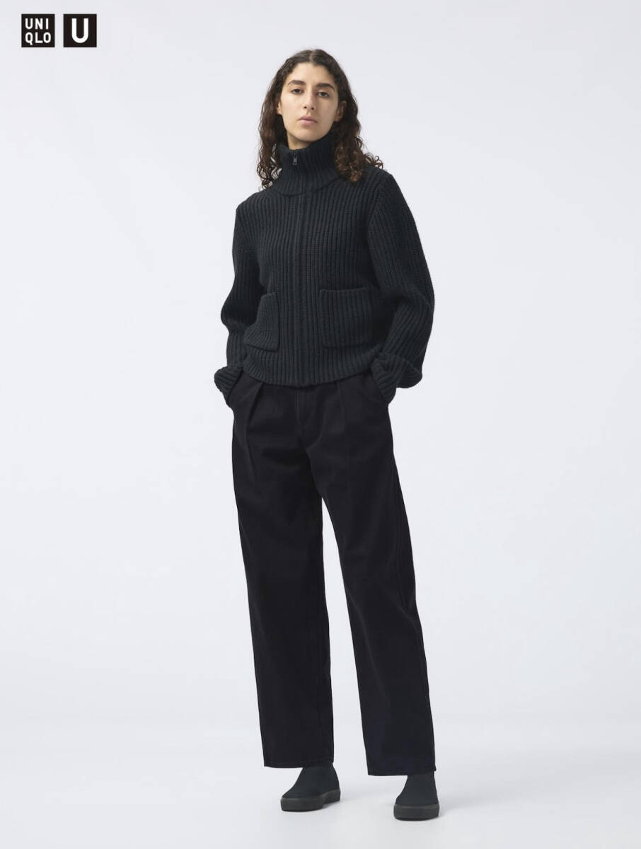 デニムタックパンツ Uniqlo U ユニクロ ブラック 黒 32(81.5cm)新品未使用 ジーンズ WOMEN 221-471631 09 Black拍卖