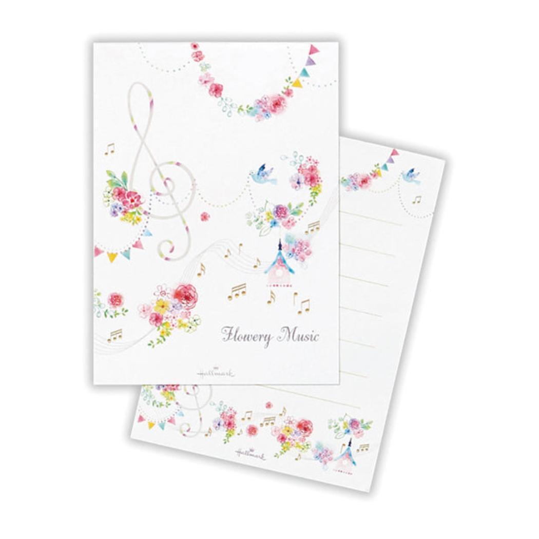 便箋 ひとことふたこと箋 フラワリーミュージック3 日本ホールマーク ミニ便せん メモ帳 グッズ拍卖