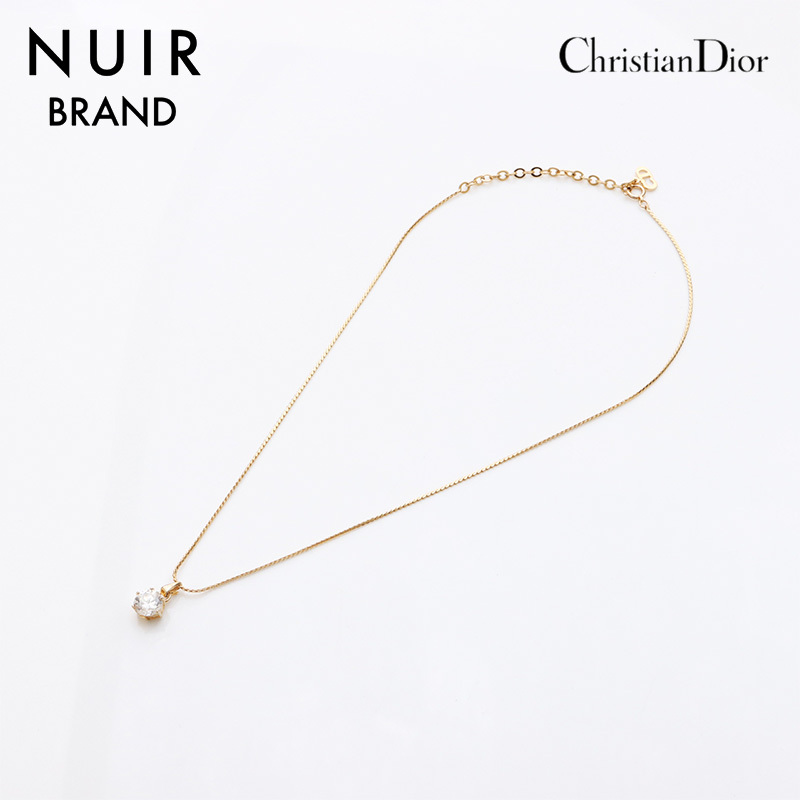クリスチャンディオール Christian Dior ネックレス ラウンド ラインストーン ゴールド拍卖