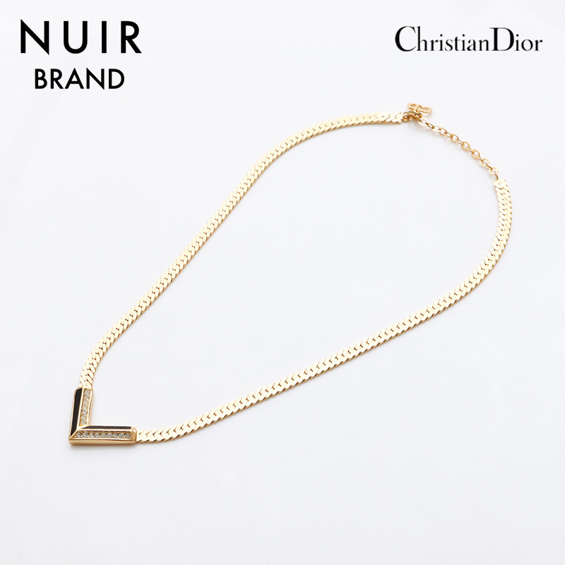 クリスチャンディオール Christian Dior ネックレス ラインストーン ゴールド拍卖