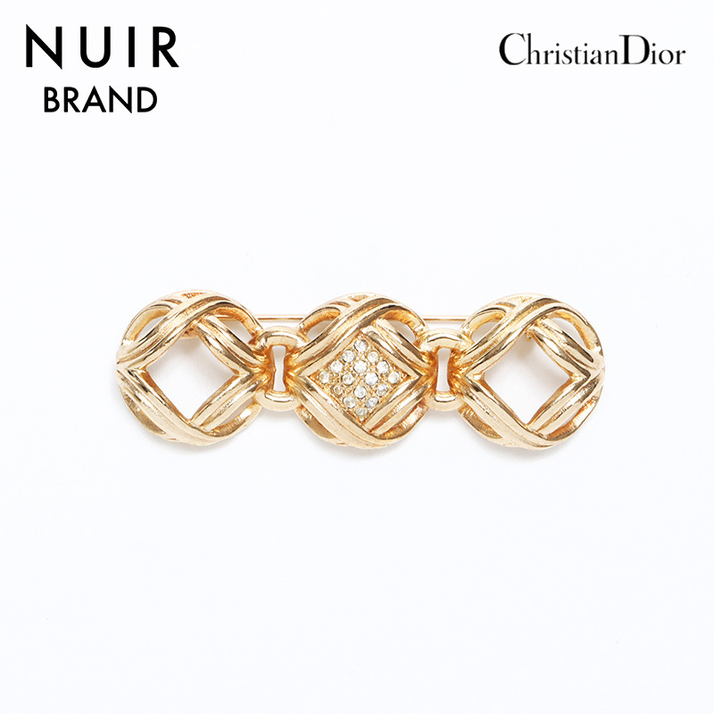 クリスチャンディオール Christian Dior ブローチ ラインストーン ラウンド ゴールド拍卖