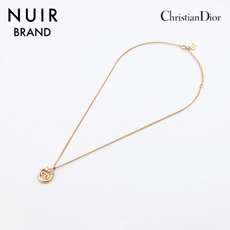 クリスチャンディオール Christian Dior ネックレス CD ロゴ ラインストーン ゴールド拍卖