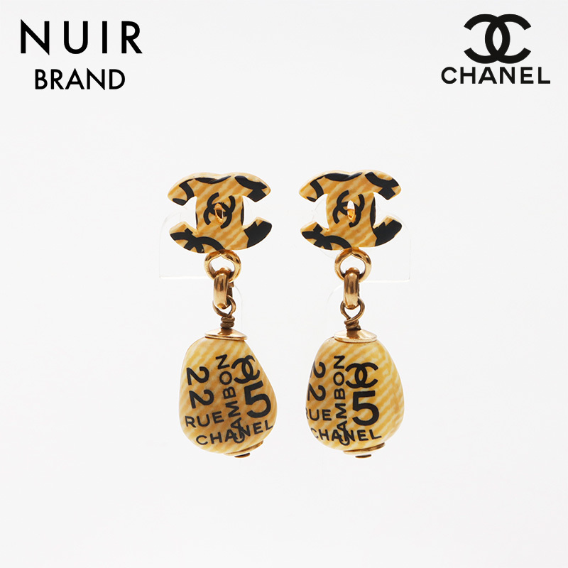 シャネル CHANEL ピアス 02P ココマーク カンボン ドロップ ロゴ イエロー拍卖