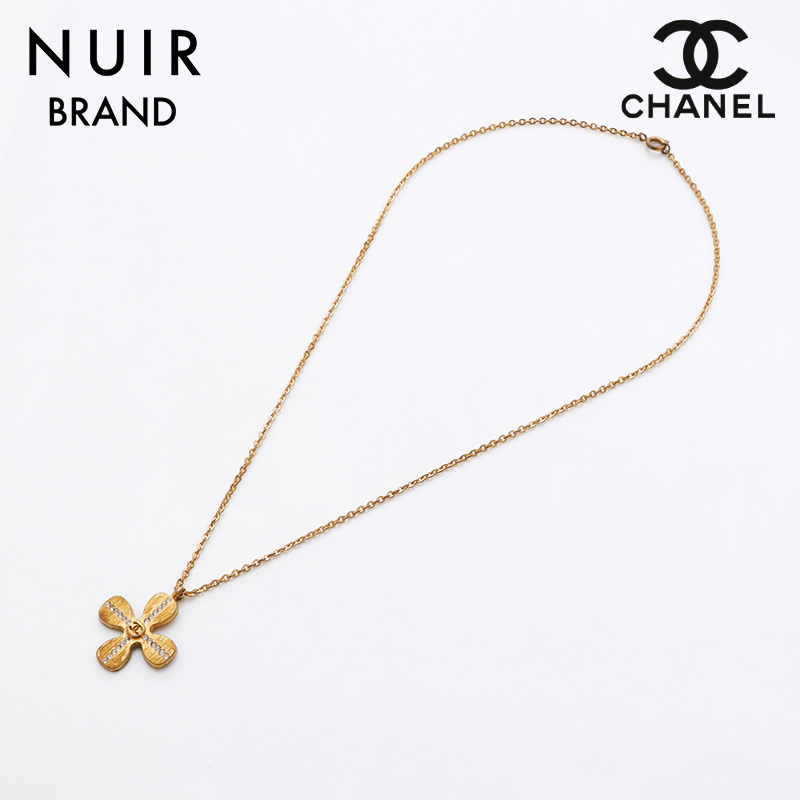 シャネル CHANEL ネックレス ココマーク クロバ ラインストーン 01C ゴールド拍卖