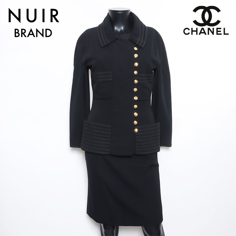 シャネル CHANEL スーツ 1990s マドモアゼル ココマーク マトラッセボタン セットアップ Size:34 ブラック拍卖