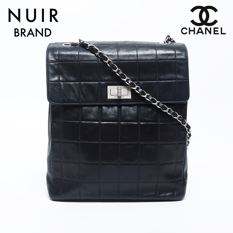 シャネル CHANEL ショルダーバッグ 6番台 ラムスキン チョコバー バックポケット チェーン ブラック拍卖