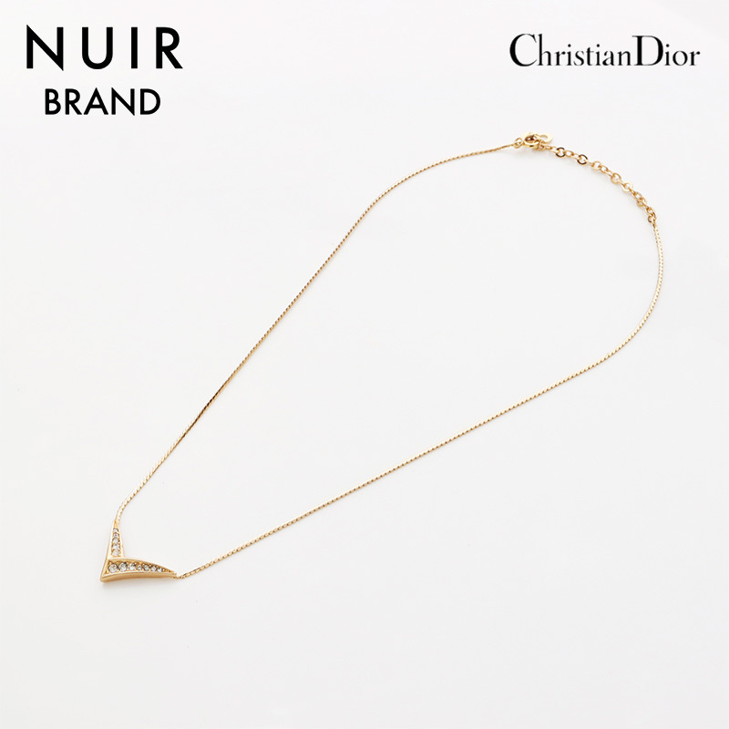 クリスチャンディオール Christian Dior ネックレス ラインストーン ゴールド拍卖